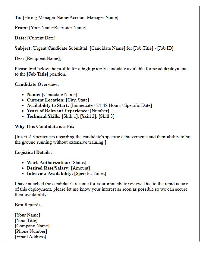 Rapid Deployment Candidate Submittal Letter