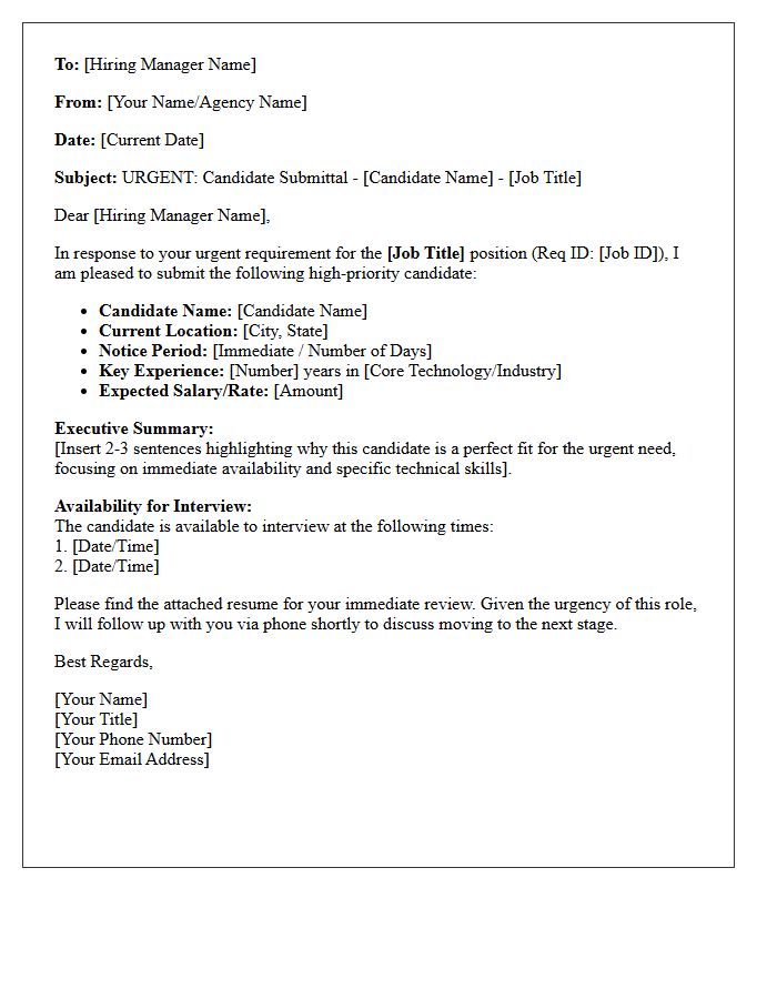 Urgent Requirement Candidate Submittal Letter