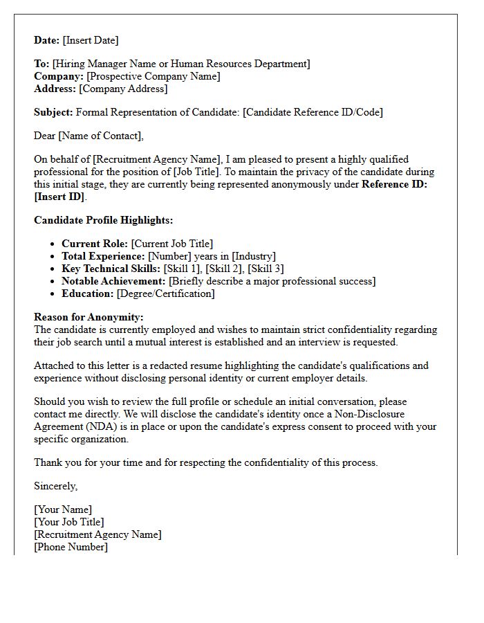 Anonymous Candidate Representation Letter