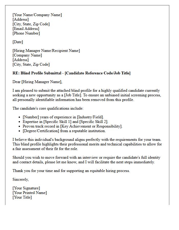 Blind Applicant Profile Submittal Letter