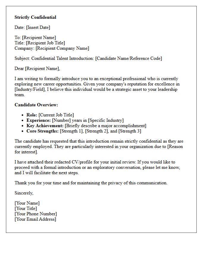 Confidential Talent Introduction Letter