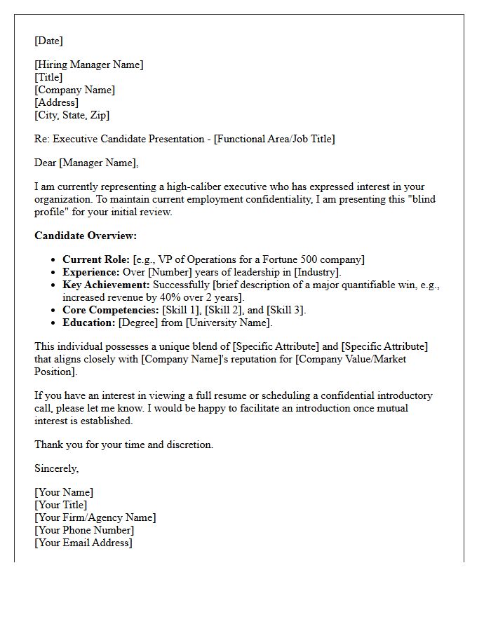 Executive Blind Profile Presentation Letter