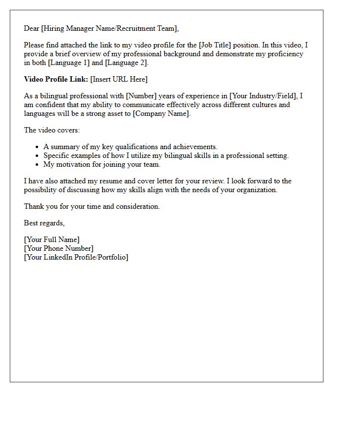 Bilingual Candidate Video Profile Introduction Letter