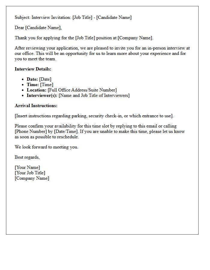 Candidate Shortlist In-Person Interview Invitation Letter