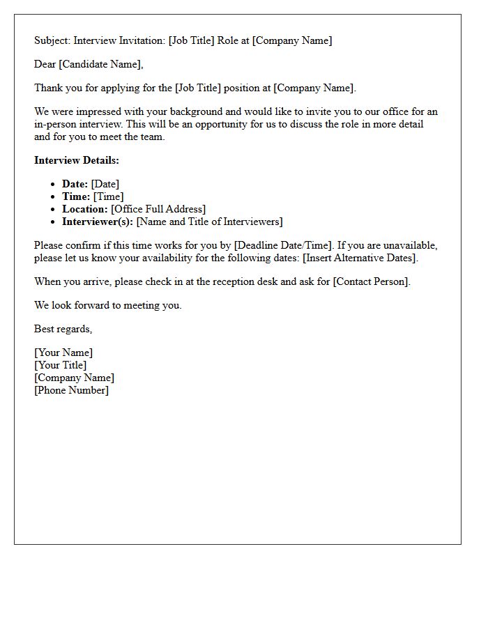 Direct Hire In-Person Interview Invitation Letter