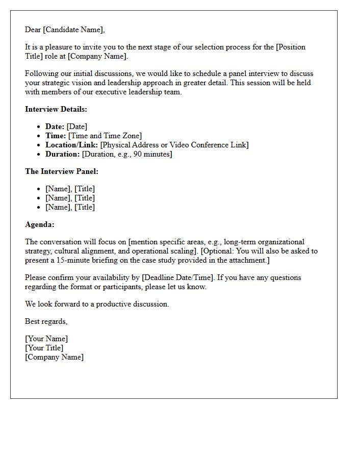 C-Suite Panel Interview Invitation Letter