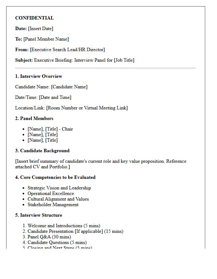 Confidential Executive Panel Interview Briefing Letter