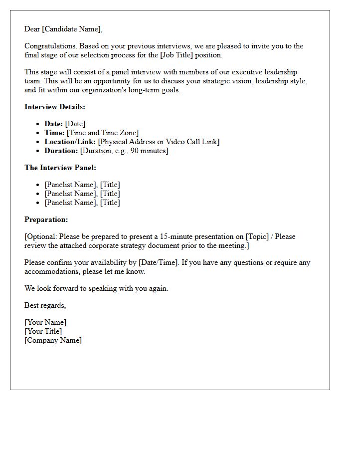 Executive Panel Interview Invitation Letter