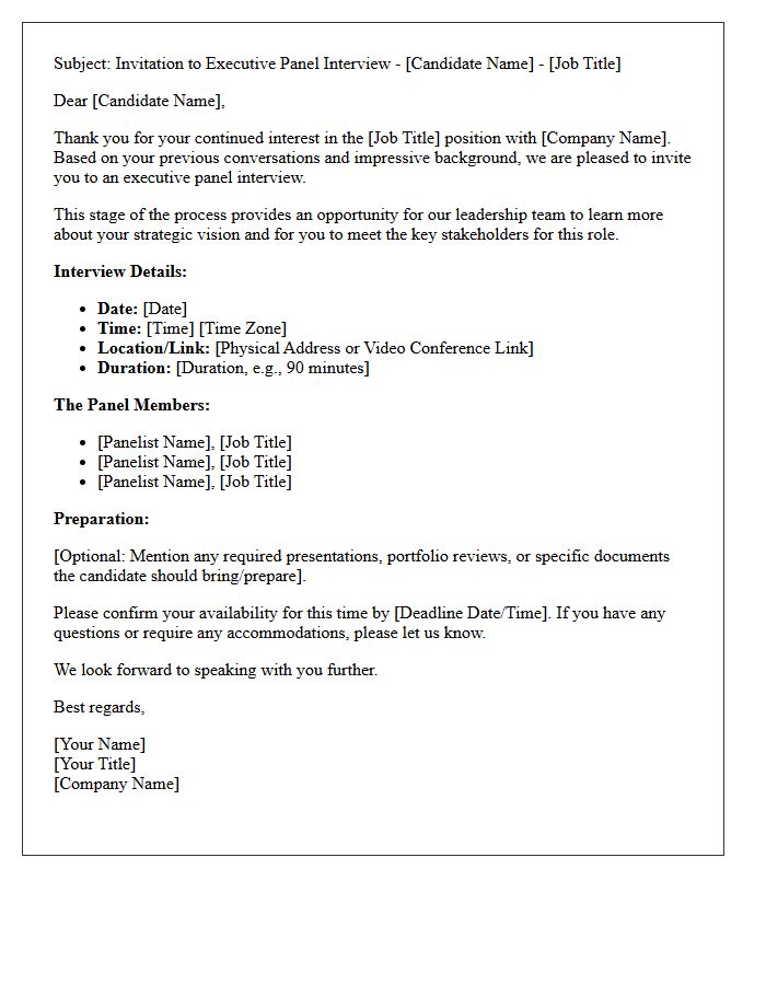 Official Invitation Letter for Executive Panel Interview