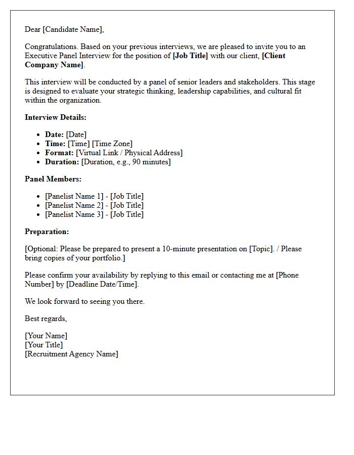 Recruitment Agency Executive Panel Interview Letter