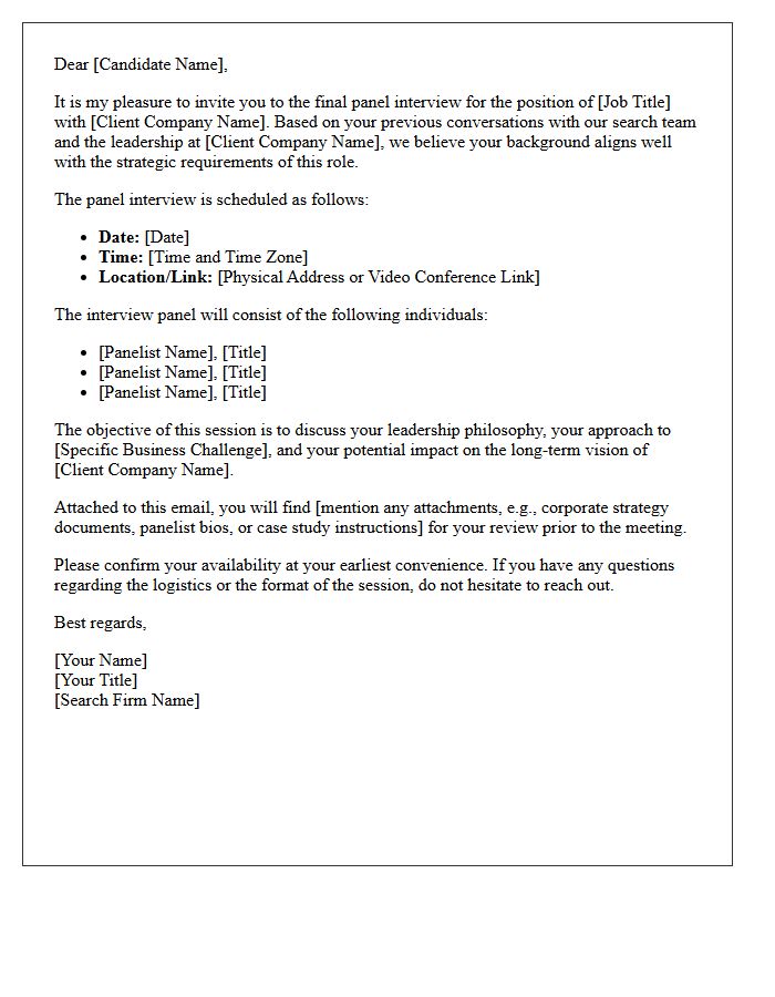 Retained Search Executive Panel Interview Letter