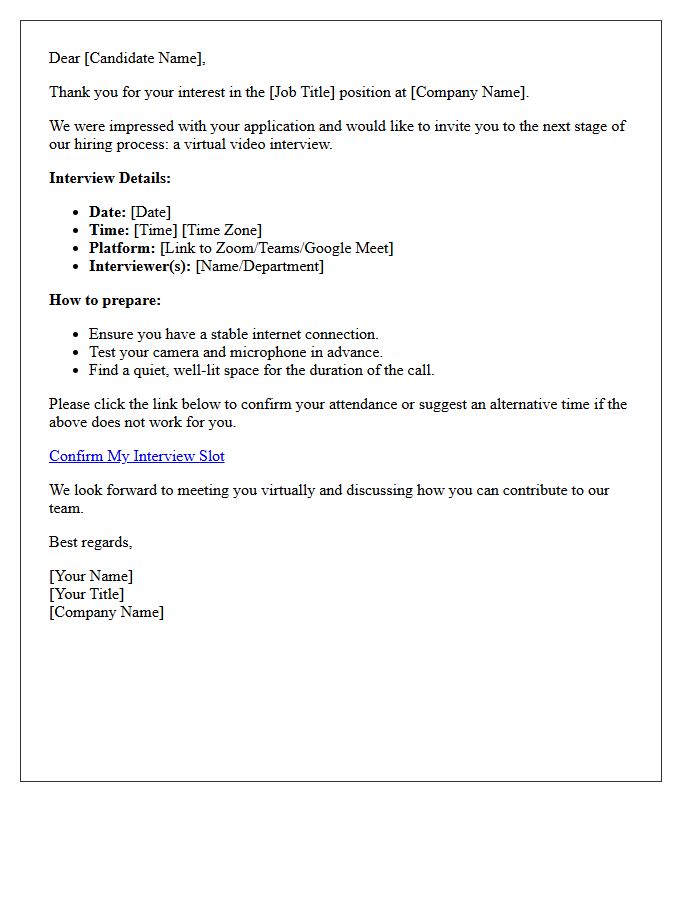 Volume Hiring Virtual Video Interview Invitation Letter