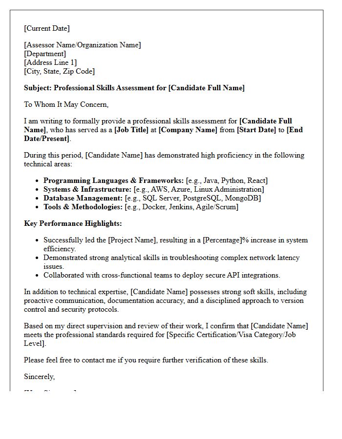 IT Professional Skills Assessment Letter