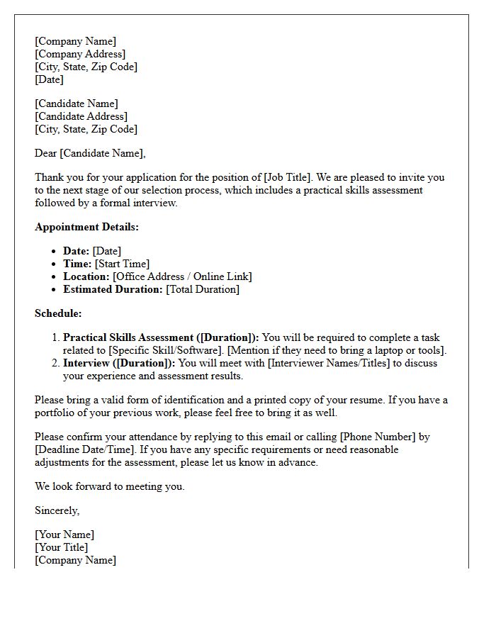 Practical Skills Assessment and Interview Letter