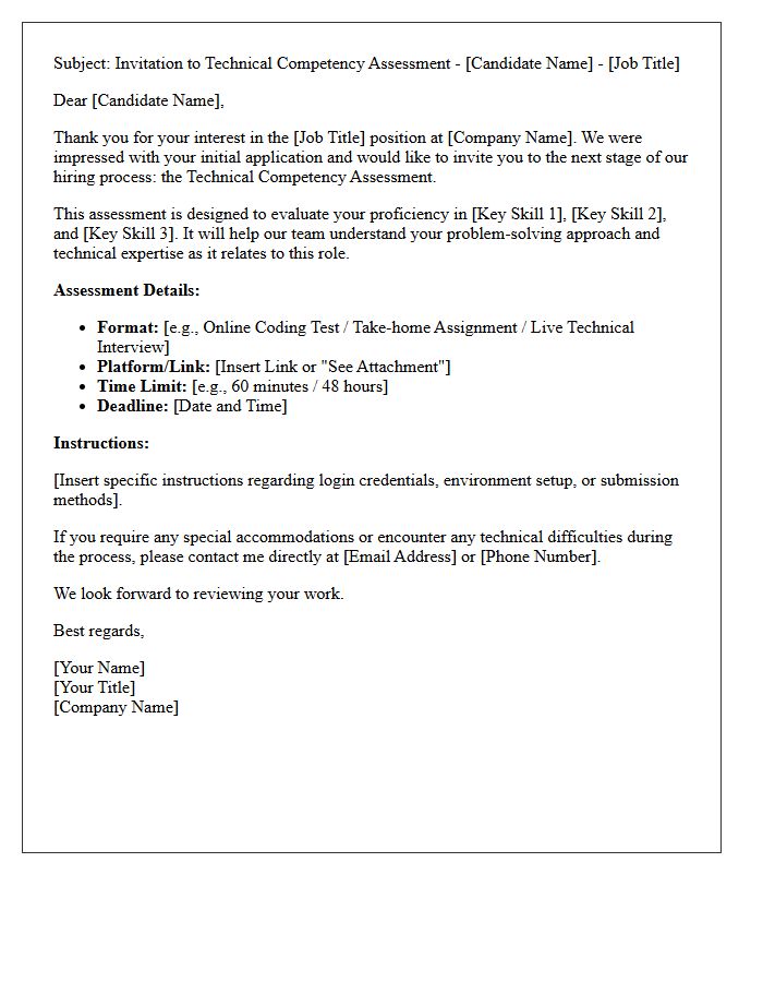 Recruiter Technical Competency Assessment Letter