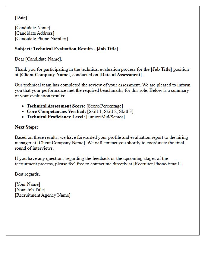 Recruitment Agency Technical Evaluation Letter