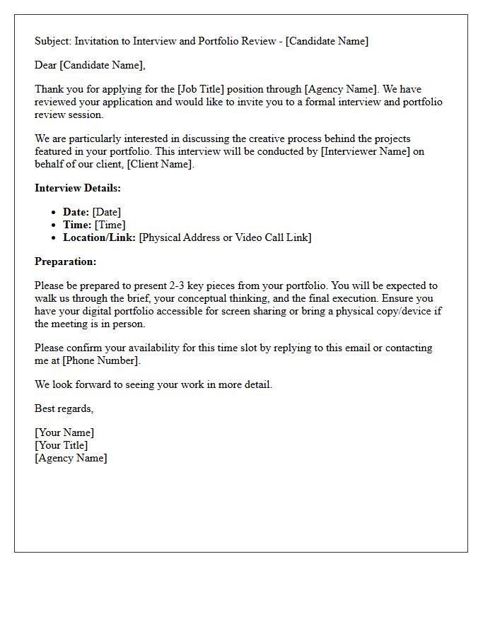 Recruitment Agency Creative Portfolio Interview Invitation Letter
