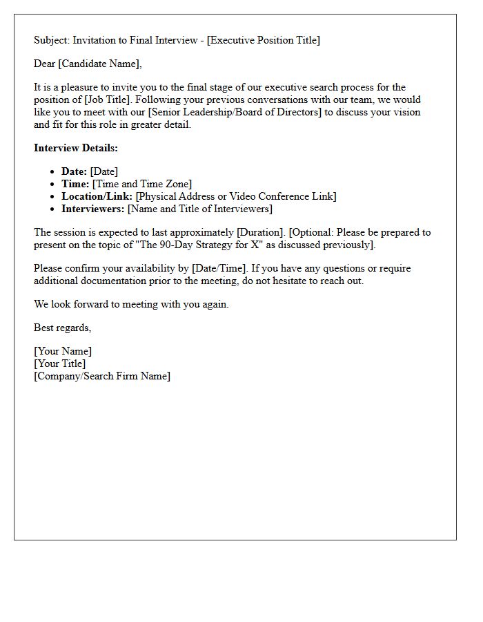 Executive Search Final Interview Invitation Letter