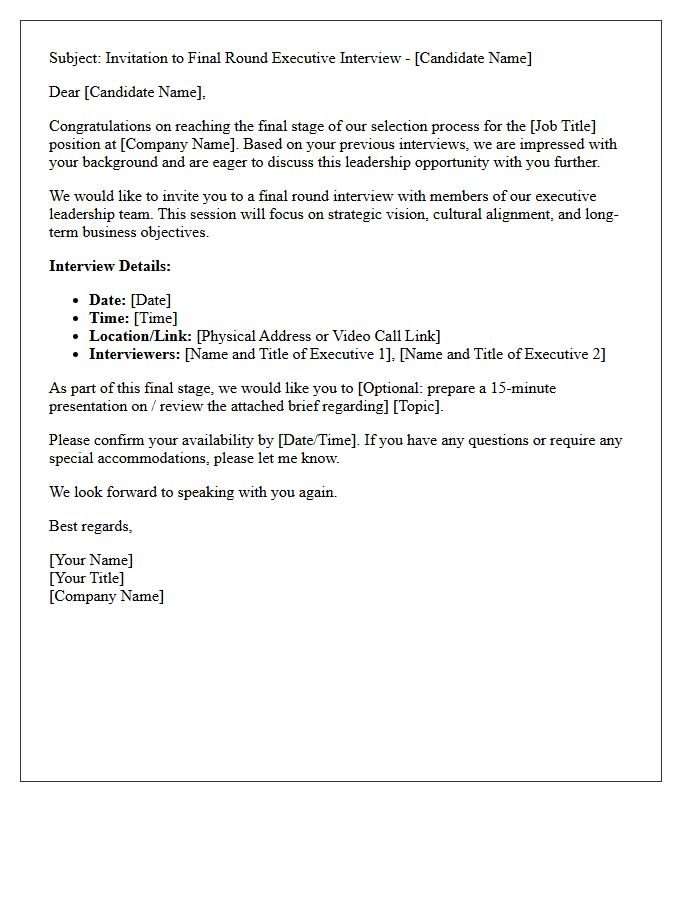 Final Round Executive Interview Invitation Letter