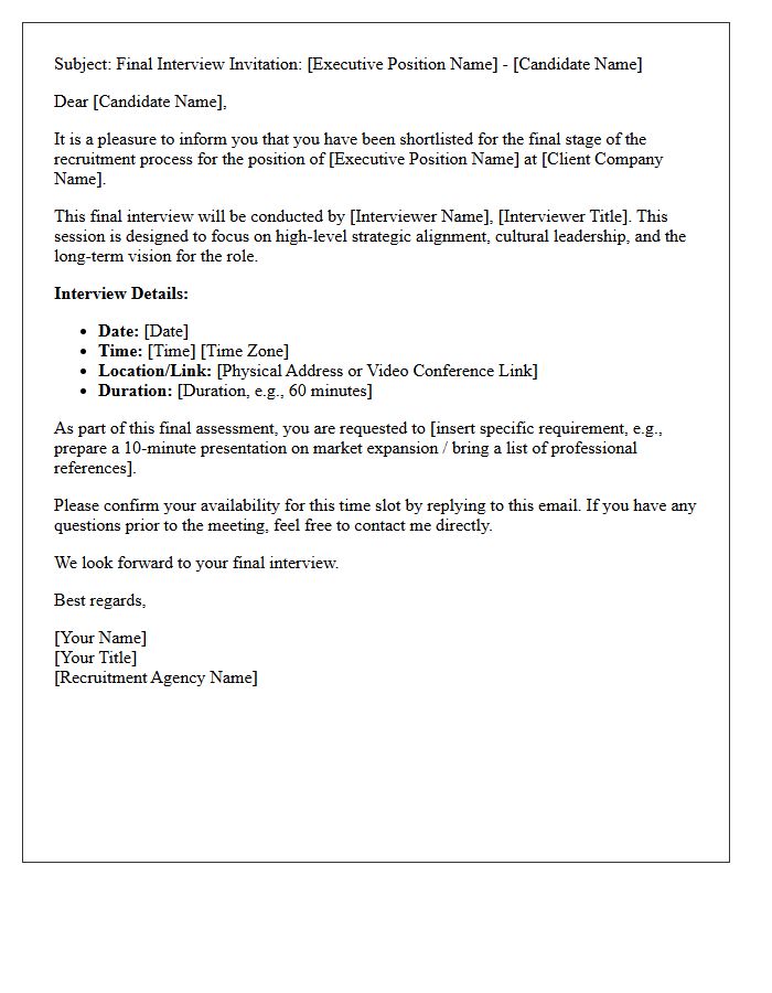 Recruitment Agency Executive Final Interview Letter