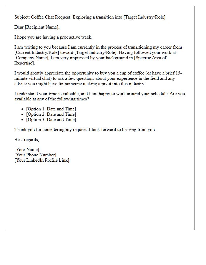 Career Transition Coffee Chat Interview Invitation Letter