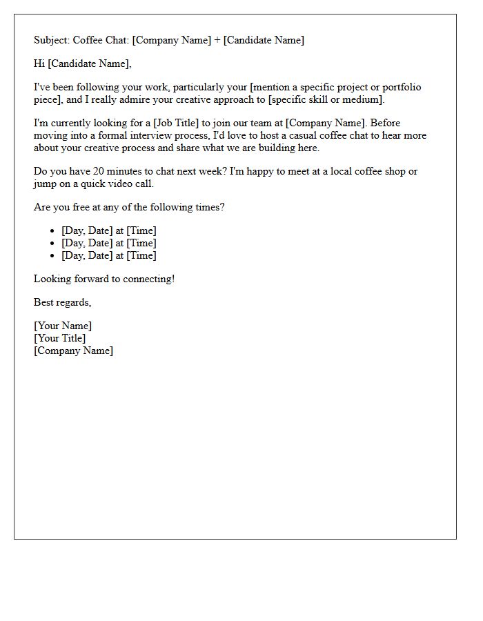 Creative Role Coffee Chat Interview Invitation Letter