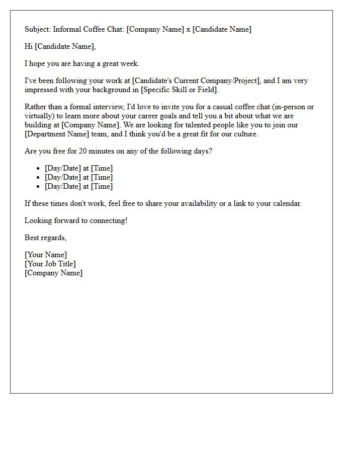 Informal Coffee Chat Interview Invitation Letter From Recruitment Partner