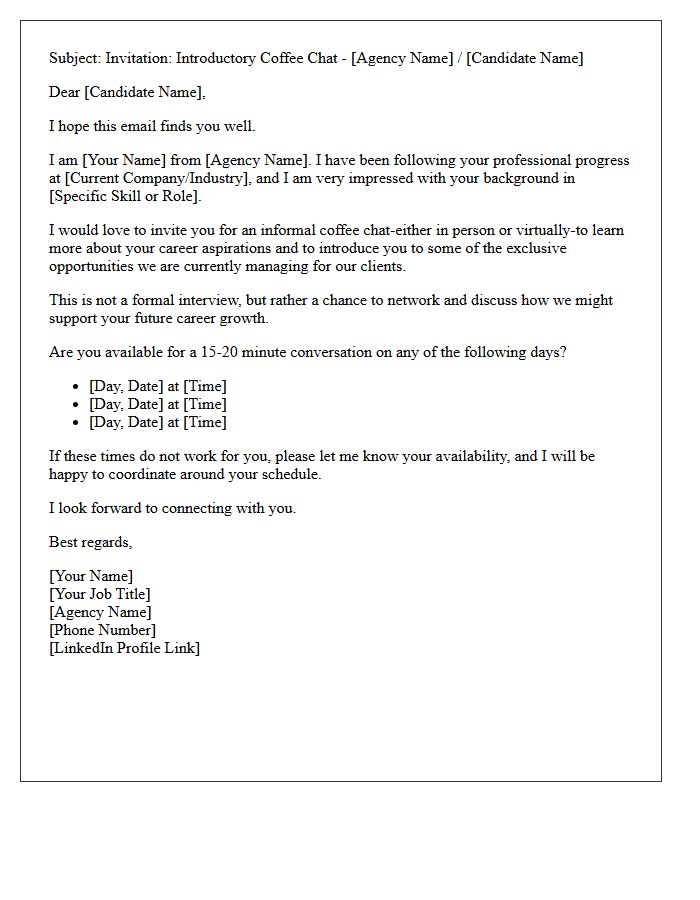 Recruitment Agency Introductory Coffee Chat Interview Invitation Letter