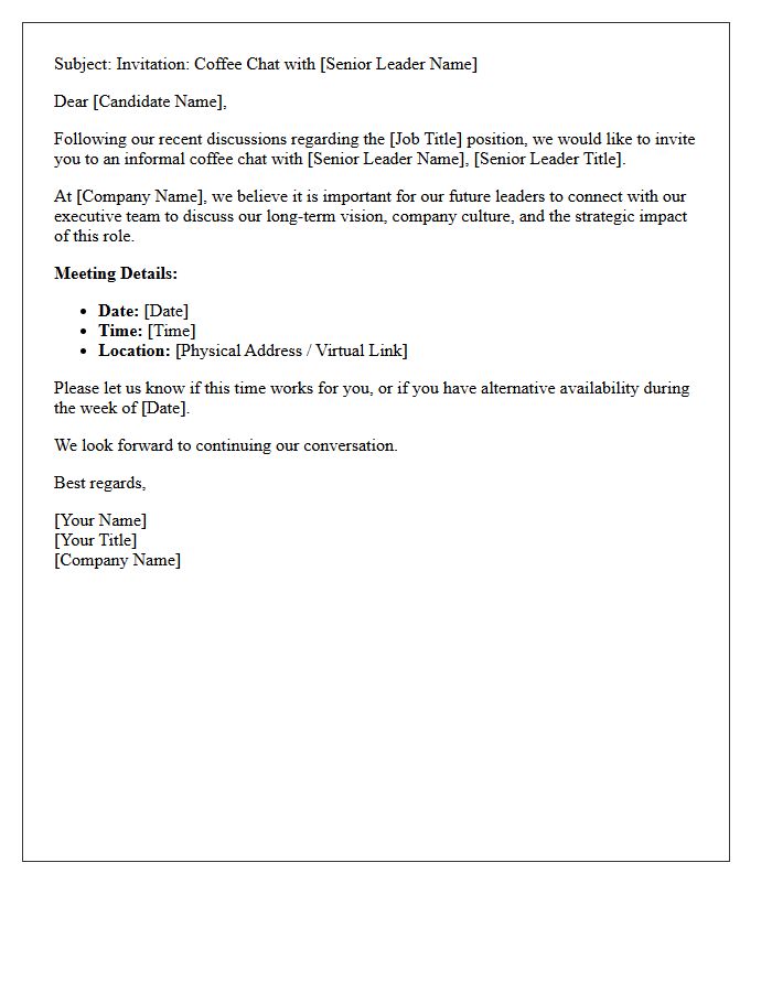 Senior Leadership Coffee Chat Interview Invitation Letter