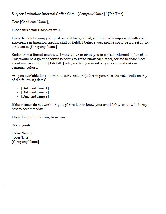Talent Acquisition Coffee Chat Interview Invitation Letter