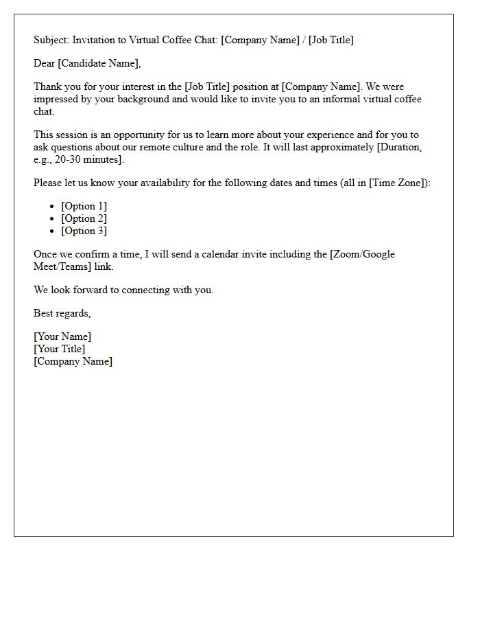 Virtual Coffee Chat Interview Invitation Letter For Remote Candidates