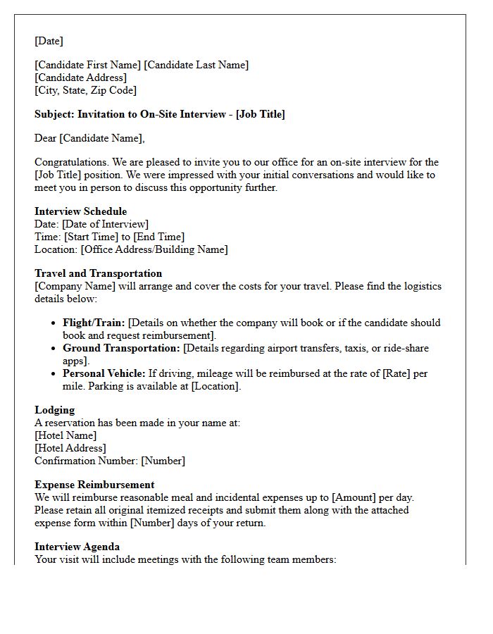 Comprehensive Travel Logistics and On-Site Interview Invitation Letter