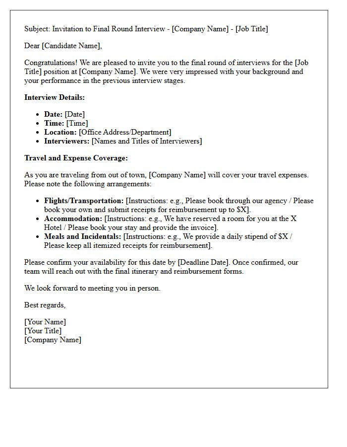 Final Round Interview Invitation and Travel Expense Coverage Letter