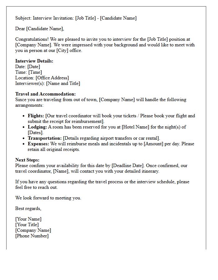 Non-Local Candidate Travel Arrangement and Interview Invitation Letter