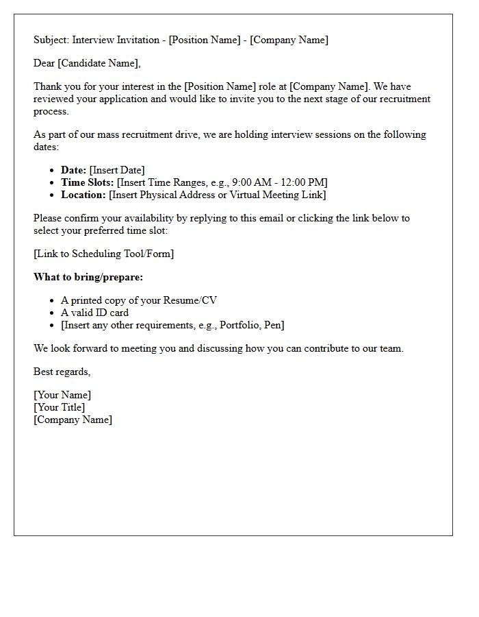 Entry-Level Mass Recruitment Interview Invitation Letter