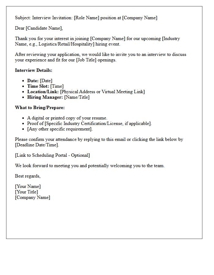 Industry-Specific Mass Hiring Interview Invitation Letter