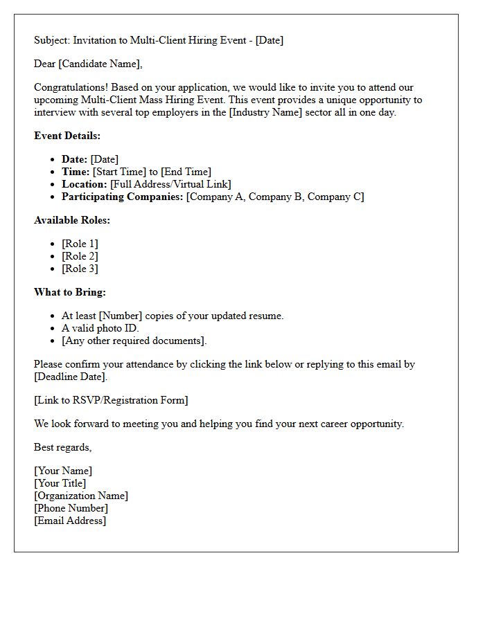 Multi-Client Mass Hiring Event Interview Invitation Letter