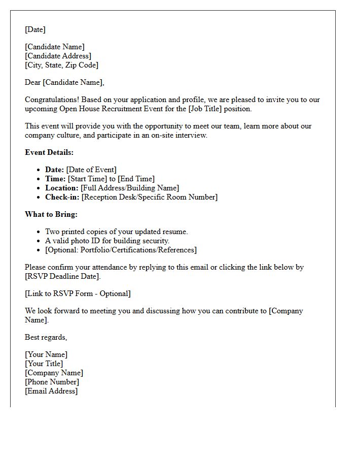 Open House Recruitment Event Interview Invitation Letter