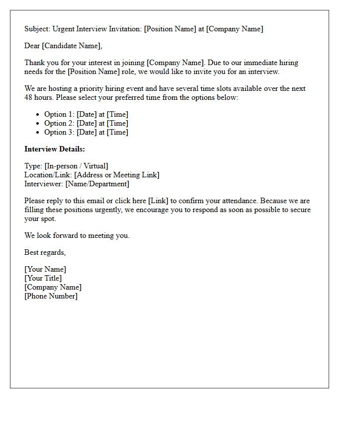 Urgent Volume Staffing Interview Invitation Letter