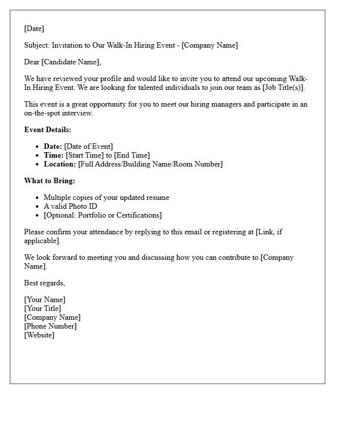 Walk-In Hiring Event Interview Invitation Letter