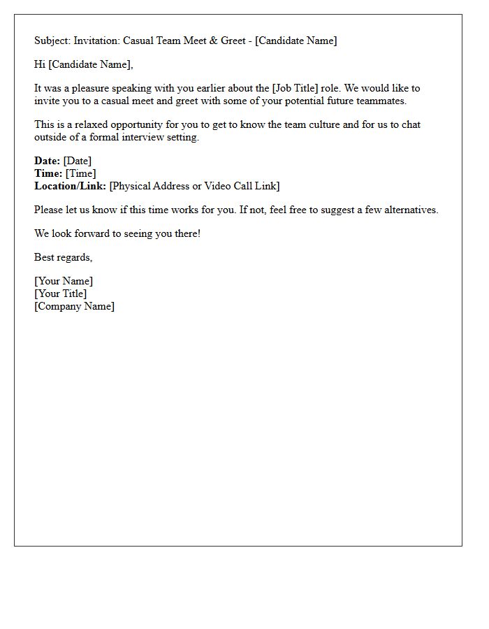 Casual Team Meet And Greet Interview Invitation Letter