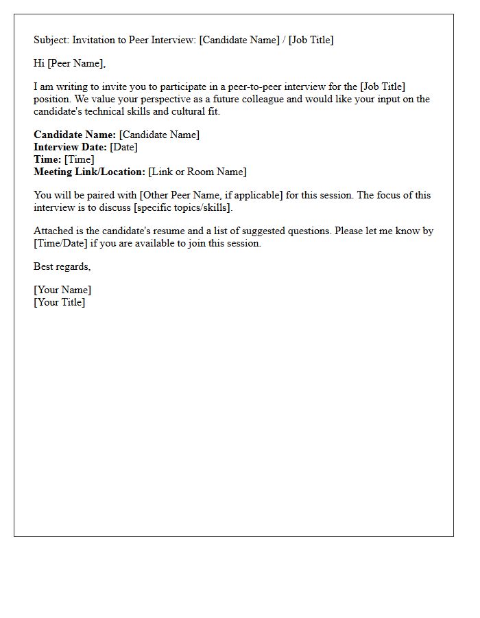 Collaborative Peer-To-Peer Interview Scheduling Letter