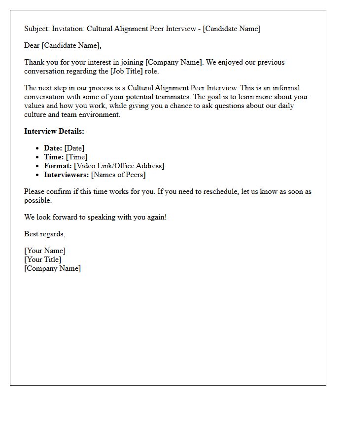 Cultural Alignment Peer Interview Invitation Letter