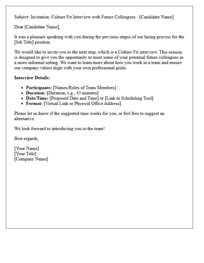 Future Colleagues Culture Fit Interview Request Letter