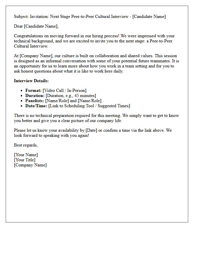 Next Stage Peer-To-Peer Cultural Interview Invitation Letter
