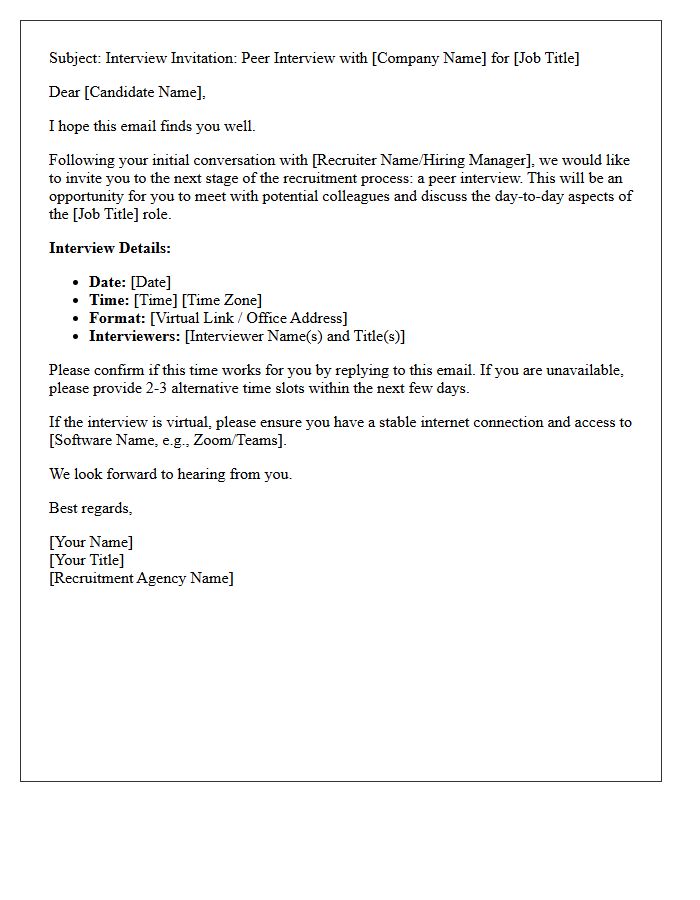 Recruitment Agency Peer Interview Scheduling Letter