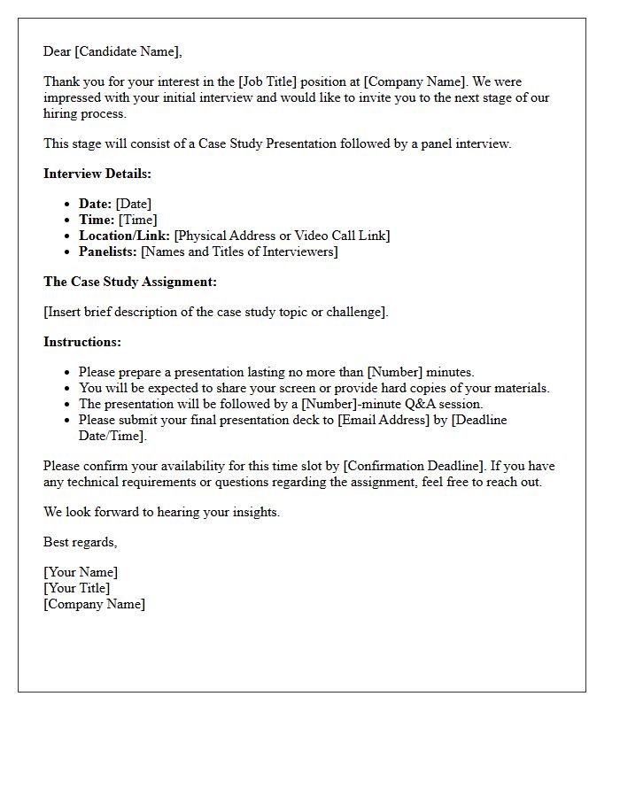Candidate Case Study Presentation And Interview Letter