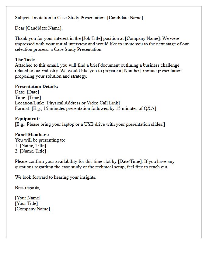 Case Study Presentation Interview Invitation Letter