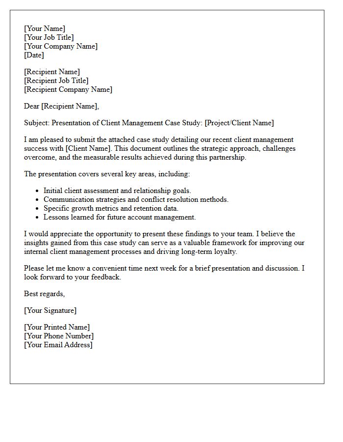 Client Management Case Study Presentation Letter