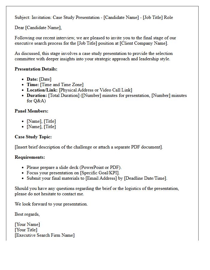 Executive Search Case Study Presentation Invitation Letter